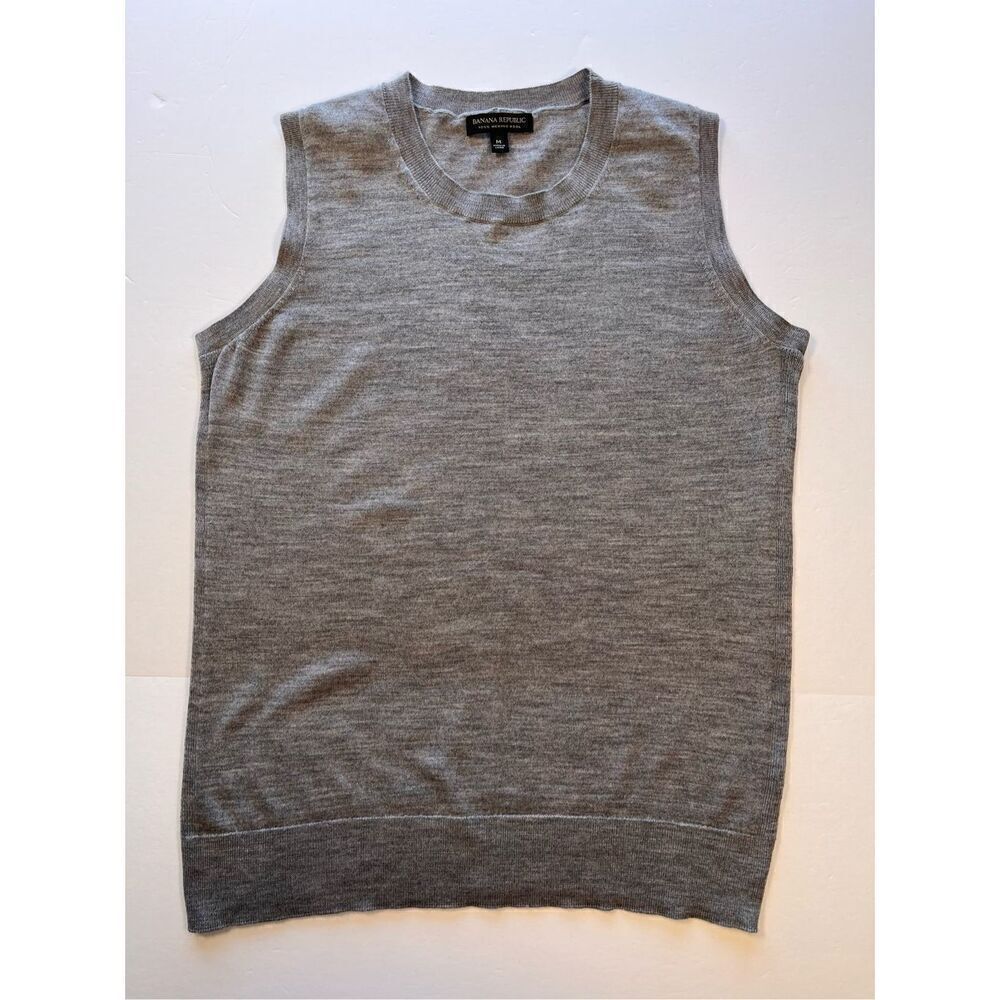 Banana Republic 100% Merino Wool Sleeveless Sweater Shell Womens Size Large EUC